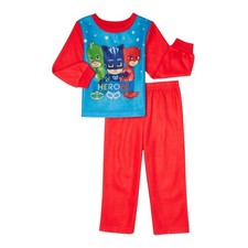 NWT PJ Masks Fleece Pajama Set Kids 4T Blue Red Heroes Cartoon Cozy Soft