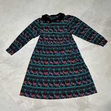 Gymboree Vintage Girl s SZ 2XL AOP PLAID PUPPY Floral Corduroy Dress LS Holiday