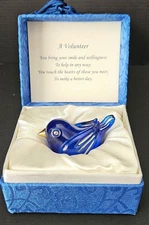 Glass Bluebird  "A Volunteer" About Face Designs Messengers Paisley Collection 