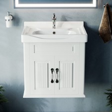 Adeline 24 1/4" Large Wall Mounted Cabinet Vanity Sink White with Faucet  Drain