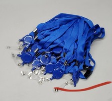 Blue Lanyards With Lanyard Reel  ID Card Holder Neck Strap 25 Pack NEW