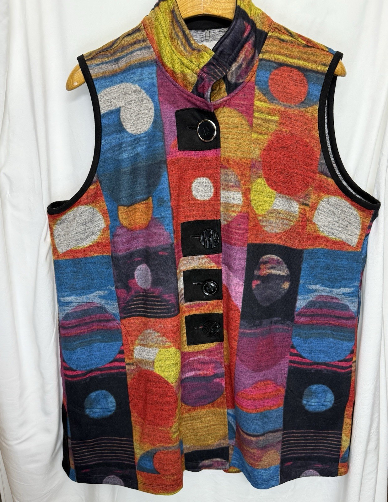 John Mark Multicolor Geometric Button-Front Knit … - image 1