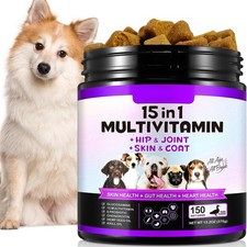 15-in-1 Dog Multivitamin Supplements with Glucosamine Probiotics Natural Da...