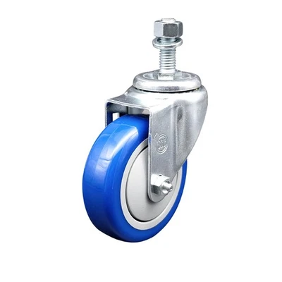 SERVICE CASTER 4 Inch Blue Polyurethane Wheel Swivel ½ Inch Threaded Stem Caster SCC