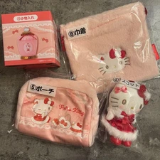 Hello Kitty Lottery 4-piece Set Mascot Pouch Drawstring Small Case Used