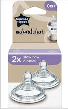 Tommee Tippee Natural Start Baby Bottle Nipples, Slow Flow, 0m+, Pack of 2 Soft