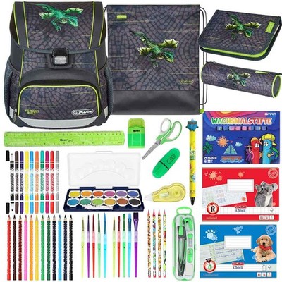 Herlitz Schulranzen Set Loop Plus Dragon Tale 20-teilig gefüllt Premium Drache