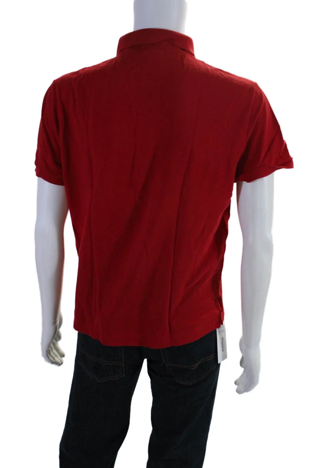 Camisa informal roja con botones manga corta bordada de algodón Lacoste para hombre talla M Foto 3 de 4