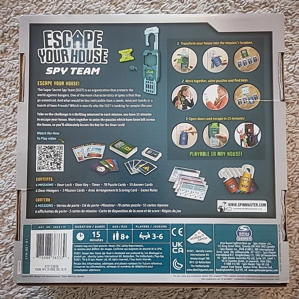 ESCAPE ROOM Spy Team Fun Strategy Family Edition BOARD GAME Escape Your House - Image 2 of 3