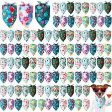 Shyyween100 Pieces Hawaii Dog Bandanas Bulk Summer Bandanas for Dogs Soft Bib...