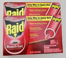 2x Raid Roach Gel 1.5oz (42.5g) Easy Way to Apply Bait Prevent Bugs Pest 