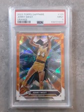 2023 Chrome Sapphire Jerry West #125 Orange Refractor /25 Lakers PSA 9 
