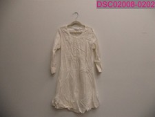 MAX Women's Long Sleeve 100% Cotton Pleated Front Dress Size Small White