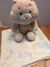 Vintage Care Bear Receiving Blanket with 1983 Friendship Care Bear
