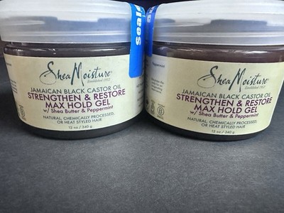 2XShea Moisture Strengthen & Restore MAX HOLD Hair Gel  Shea Butter & Peppermint