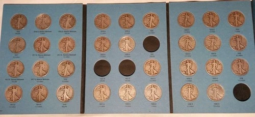 1916-1936 Walking Liberty Silver Half Dollar Set Whitman Album #1 NO 21 PDS