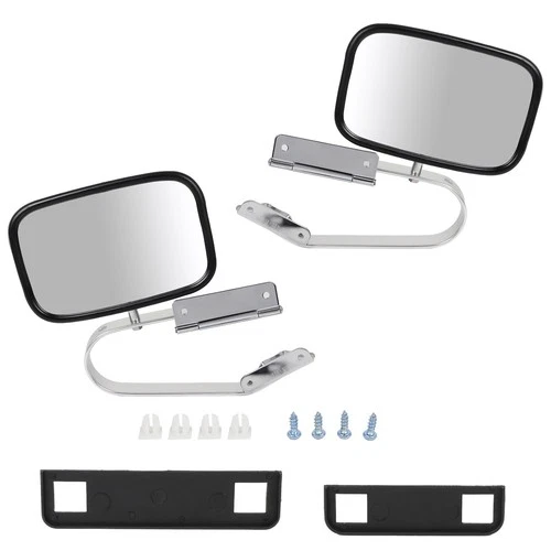 Manual Side View Mirrors Stainless Steel For 1980-1996 Ford Bronco Pickup Truck