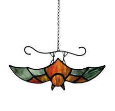 Bat Decor Stained Glass Window Hanging Suncatcher for Window,Halloween Bat De...