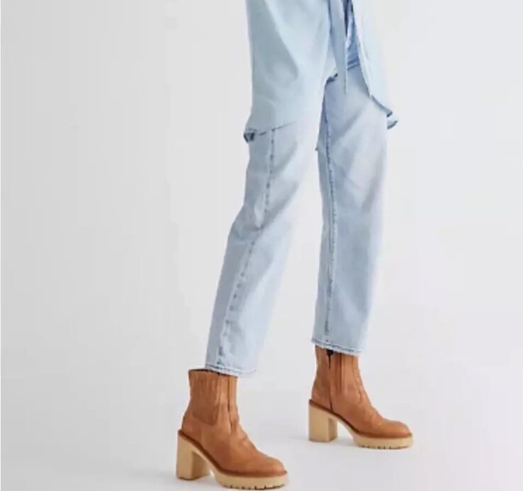 SAOLA Stivali Free People James Chelsea in pelle marrone Lugg suola platform zip 40 10 boho