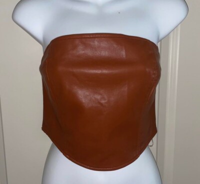 KENDALL & KYLIE Brown Vegan Leather Pleather Tube Top ~ PacSun ~ Medium ~ NWT!