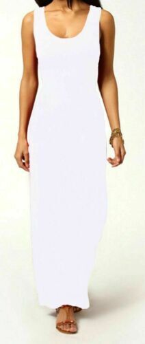 Women's Long Maxi Dress Ladies Plain Racer Muscle Back Vest Stretch Jersey 8-26. - Picture 9 of 20