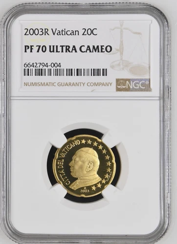 VATICAN coin 20 Euro Cent 2003 NGC PF 70 Ultra Cameo