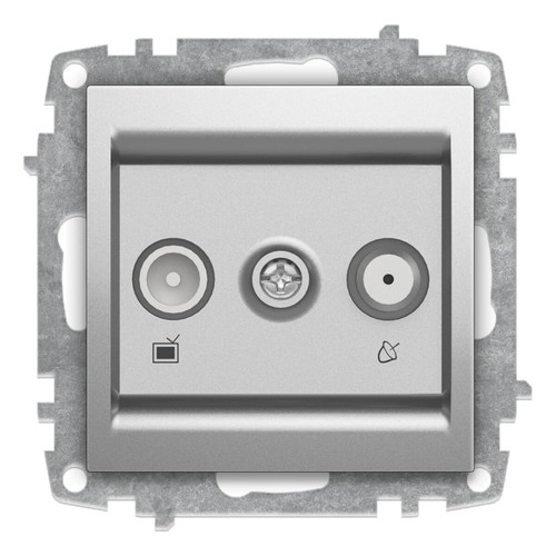 Schuko Steckdose Schalter Wechselschalter Taster LED Dimmer SAT TV ZENA SILBER - Bild 29 von 52