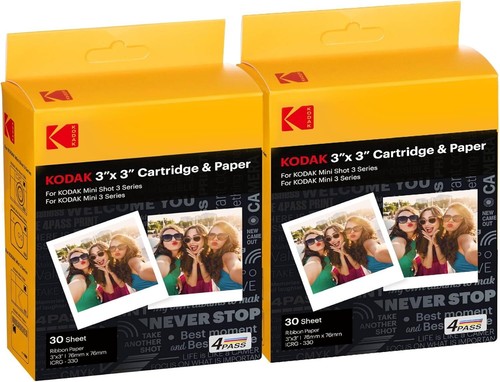 KODAK 4PASS 7.5 x 7.5 cm Film Cartridge 60 Sheets for KODAK Mini 3 Retro and 3