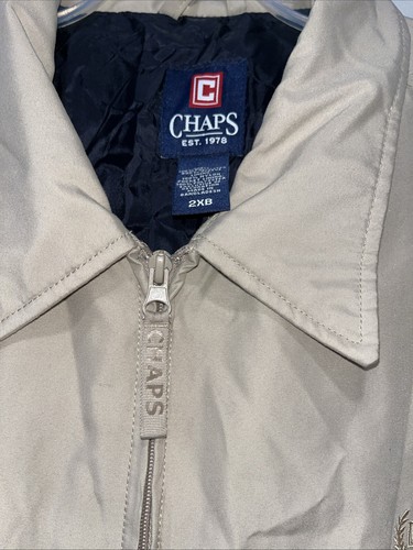 Chaps Men’s 2XB Khaki Jacket Zip Front - Picture 2 of 13