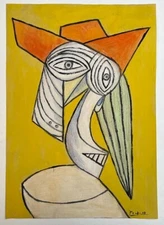 Pablo Picasso (Handmade) Drawing On old Paper Signed & Stamped Mixed Media