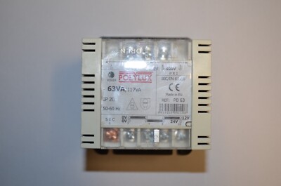 POLYLUX PD63 TRANSFORMER TRAFO 63VA 117VA PRI 230/400V SEC 24V/48V  DIN 61558