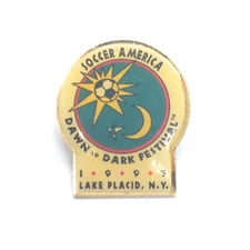 Soccer America Dawn To Dark Festival 1995 Lake Placid New York Pin Lapel