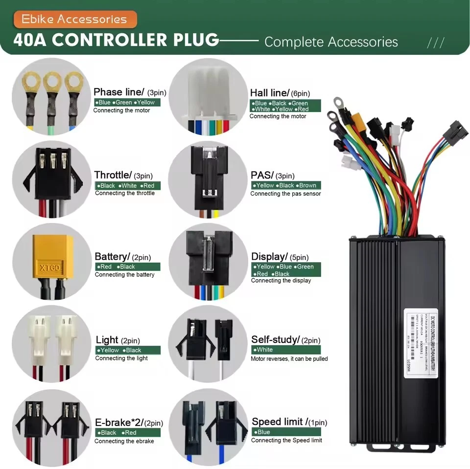 E-bike 40A 3-Mode Sine Wave Controller 36V 48V 1500W 2000W with LCD Display Set - Image 2 of 4
