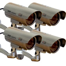4x Dummy Security Camera Fake Waterproof LED Light Home Surveillance Outdoor 