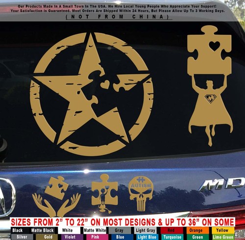 Autism Distressed Star Circle Awareness Super Hero Children Sticker Decal - Picture 8 of 12