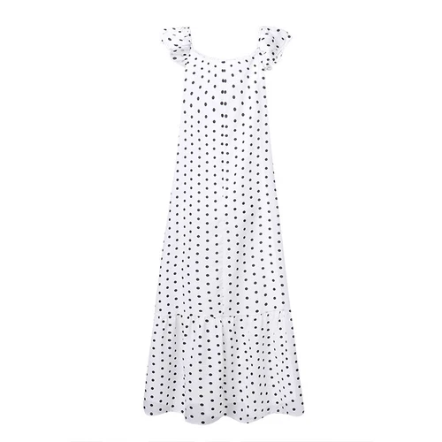 Abito lungo donna smanicato prendisole donna bohemien a pois maxi dress - Foto 9 di 18