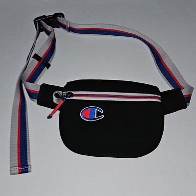 Champion Black Fanny Pack Waist Zippered Bag Adjustable Waistband