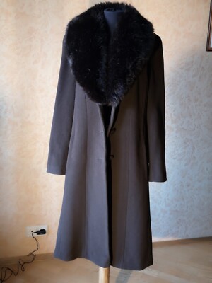 ERICH FEND Wool & Cashmere Women's Coat Midi Brown Single Breasted