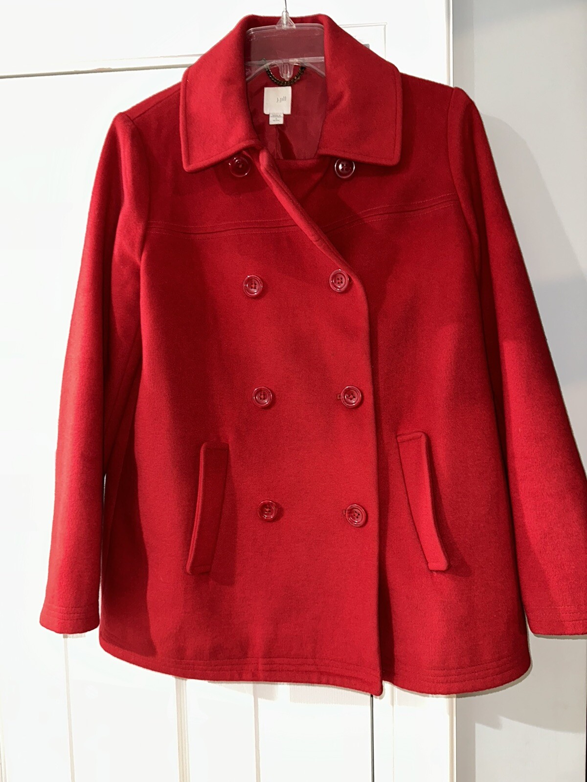 J. JILL, SOLID RED, WOMEN'S CHIC DOUBLE-BREASTED … - image 1