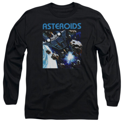 ATARI 2600 ASTEROIDS Licensed Men's Long Sleeve Graphic Tee Shirt SM-3XL 