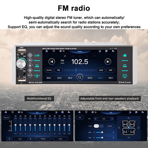 Single DIN Autoradio Stereo Bluetooth FM 3USB Android Auto Carplay Touchscreen - Bild 9 von 16