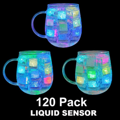 120PCS Light Up Ice Cubes for Drinks,Waterproof LED Ice Cubes with Liquid Sensor