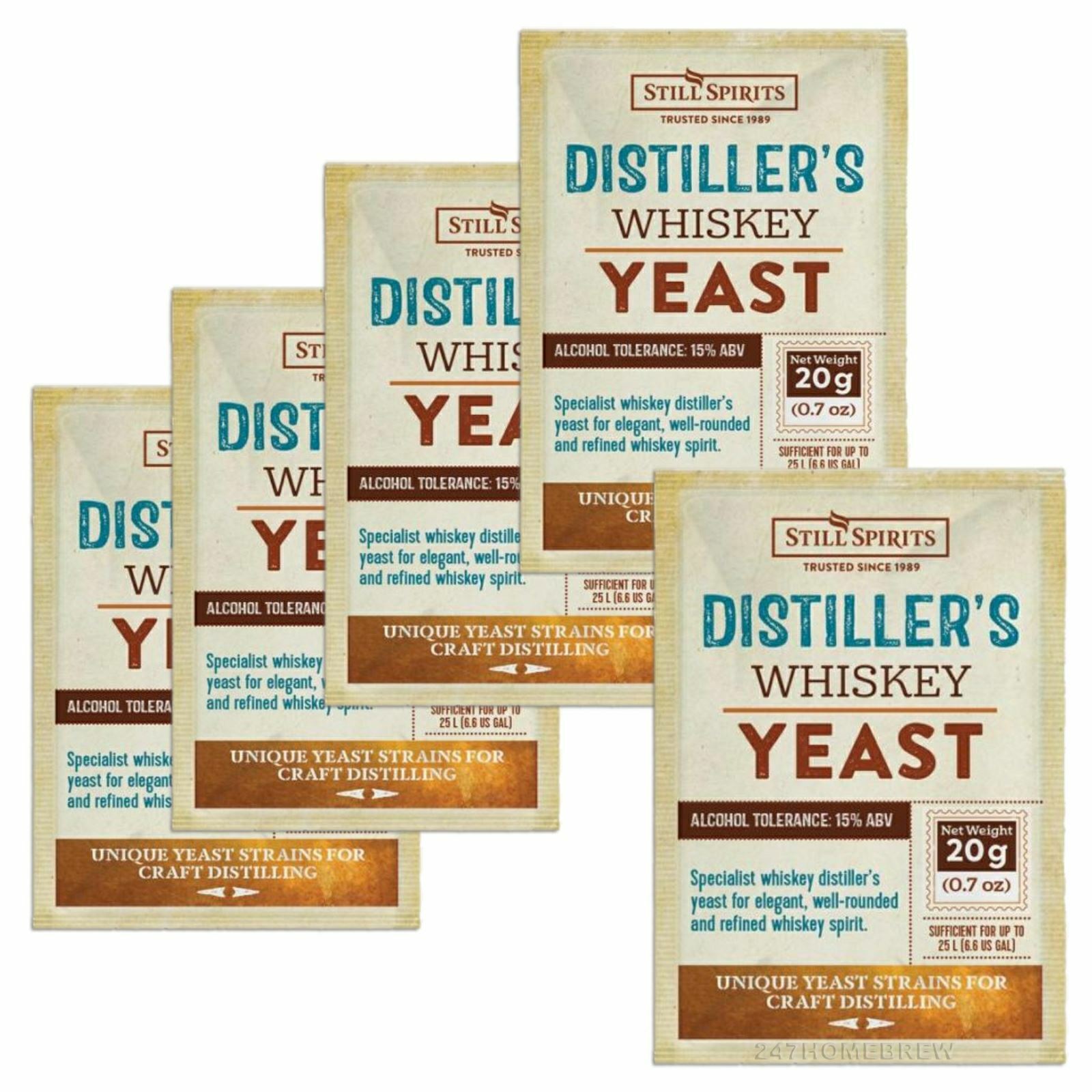 5x Still Spirits Distillers Whisky Yeast 20g for 25L 15% ABV
