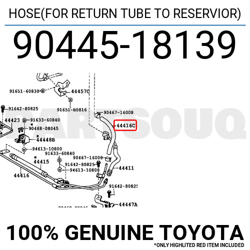 9044518139 Genuine Toyota HOSE(FOR RETURN TUBE TO RESERVIOR) 90445 