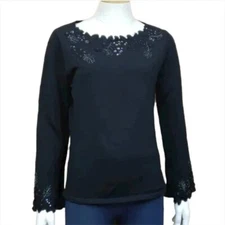 Northern Isles Womens Sweater Size Medium Beaded Long Sleeve Sequins Vintage