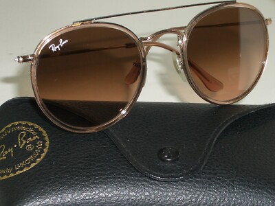 RAY BAN RB3647-N 51[]22 145 BROWNISH PINK GRADIENT ROUND AVIATOR SUNGLASSES MINT