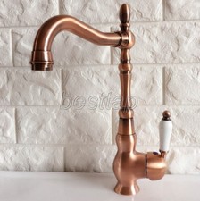 Antique Red Copper Bathroom Kitchen Bar Vessel Sink Swivel Faucet Tap snf422