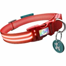 NEW Squeaker Poochlight SMALL Lava Red LED Fiber Light-Up Flashing Dog Collar