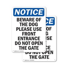  2 Pack Beware Of The Dog Please Use Front OSHA Notice Sign Decal Metal Plastic