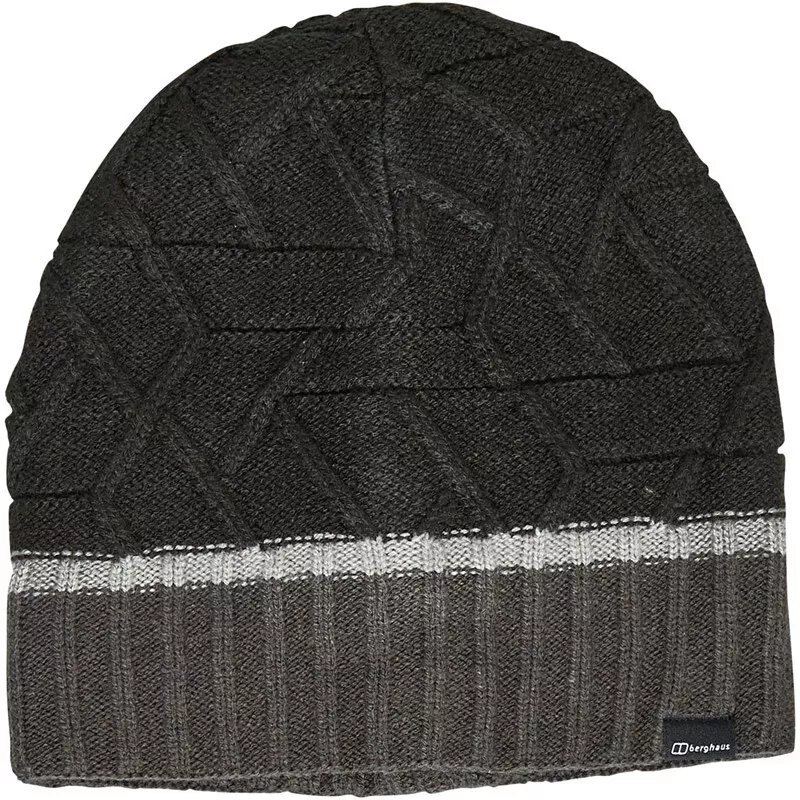 Mens Berghaus Profess Fleece Lined Thermal Beanie Hat Black Grey